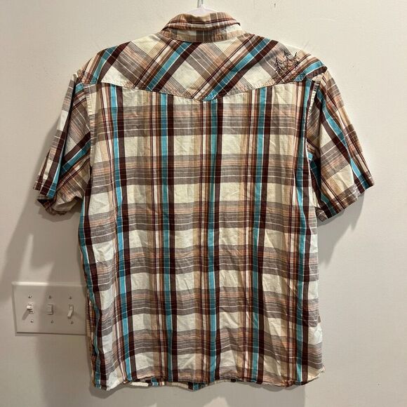 Patagonia Mens White Brown Shirt L Plaid Flannel Button Up Pockets Short Sleeve - Picture 6 of 13